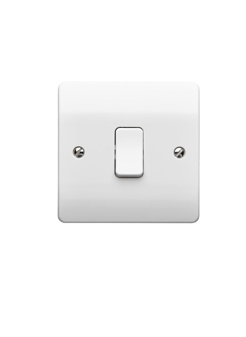 MK - MK Electric 10 A Logic Plus 1 Gang SP 1 Way Flush Plate Switch, White - Image 1