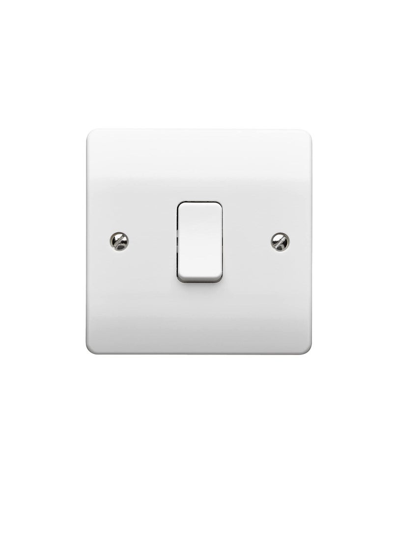 MK - MK Electric 10 A Logic Plus 1 Gang SP 1 Way Flush Plate Switch, White - Image 1