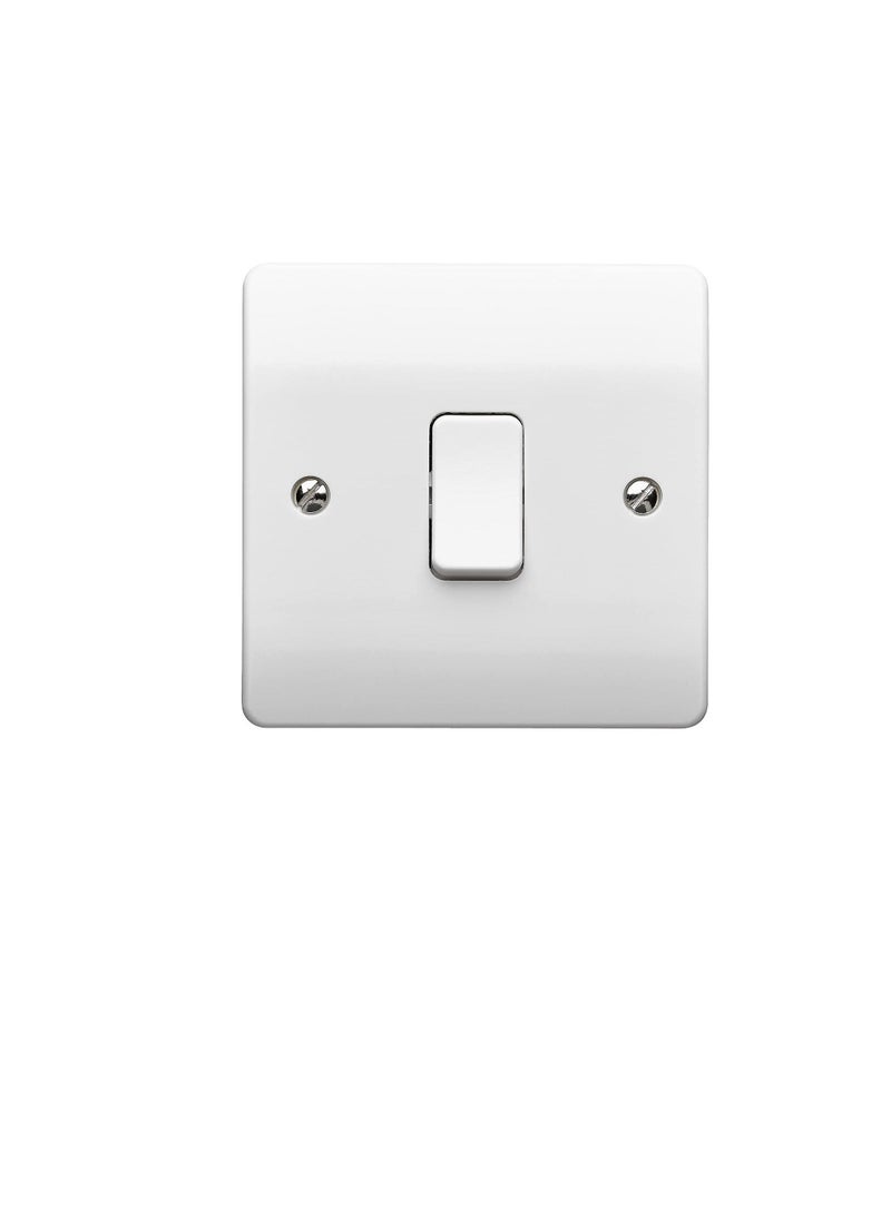 MK - MK Electric 10 A Logic Plus 1 Gang SP 1 Way Flush Plate Switch, White - Image 1