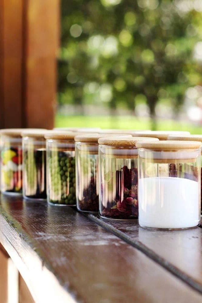 JoyousSto Glass Jars Set,Upgrade Spice Jars with Wood Airtight Lids and Labels, 6oz/200ml 12 Piece Small Food Storage Containers for Home Kitchen, Tea, Herbs, Sugar, Salt, Coffee, Flour, Herbs, Grains - Image 5