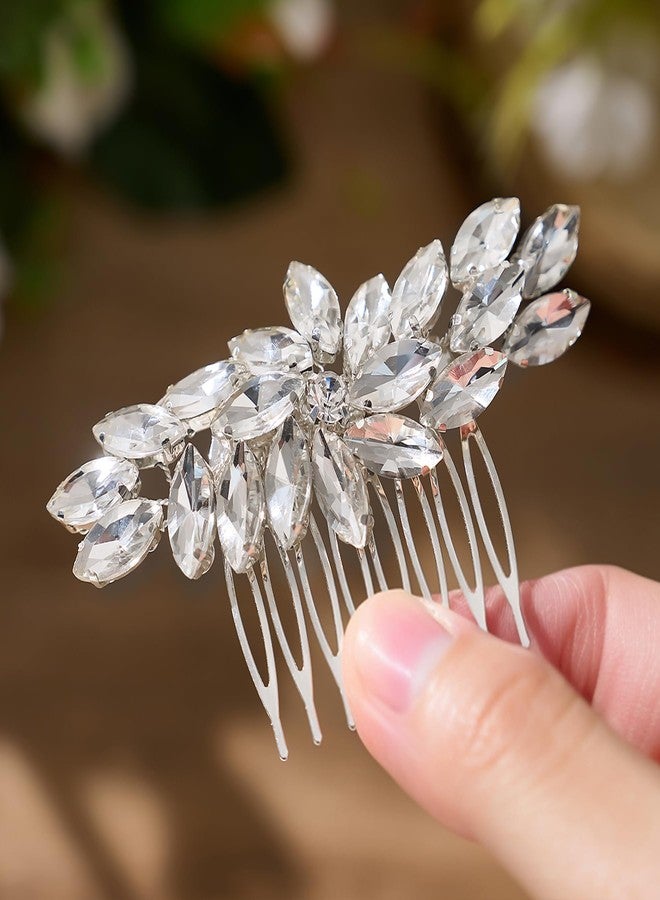SWEETV 5 Pack Bridal Wedding Hair Side Combs+U-shaped Rhinestone Hair Pins Crystal Hair Pieces Hair Accessories for Women and Girls Bridesmaids Party Photography - Image 5