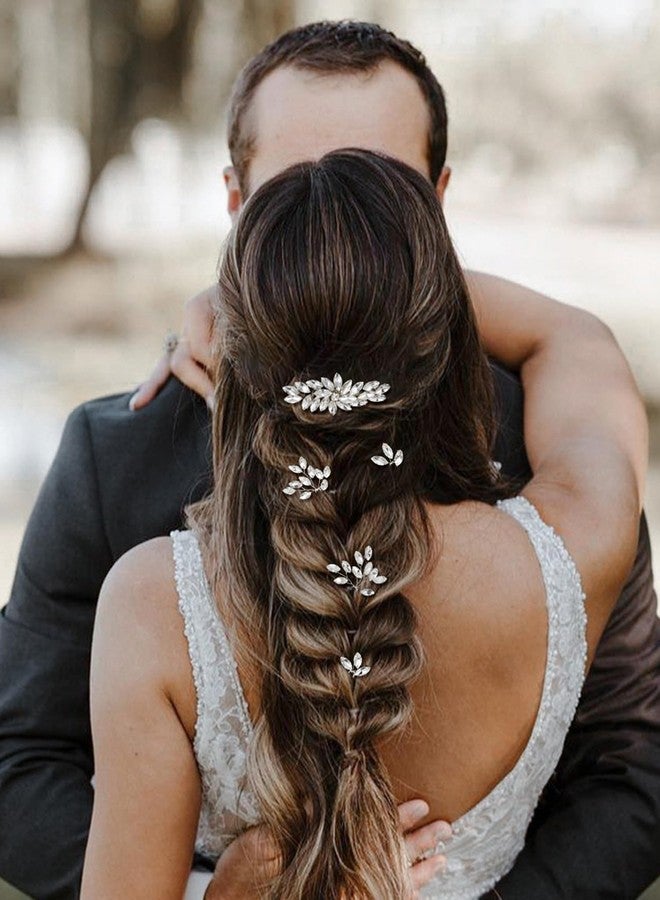 SWEETV 5 Pack Bridal Wedding Hair Side Combs+U-shaped Rhinestone Hair Pins Crystal Hair Pieces Hair Accessories for Women and Girls Bridesmaids Party Photography - Image 2