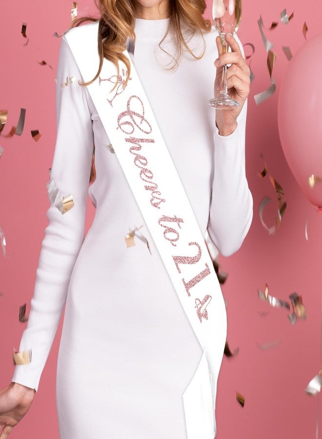 PYQWA Cheers to 21 Sash with Rose Gold Foil - White Soft Satin for Girls - 21st Birthday Sash Gifts - 21 Years Old 21st Birthday Party Favors Supplies - Image 3