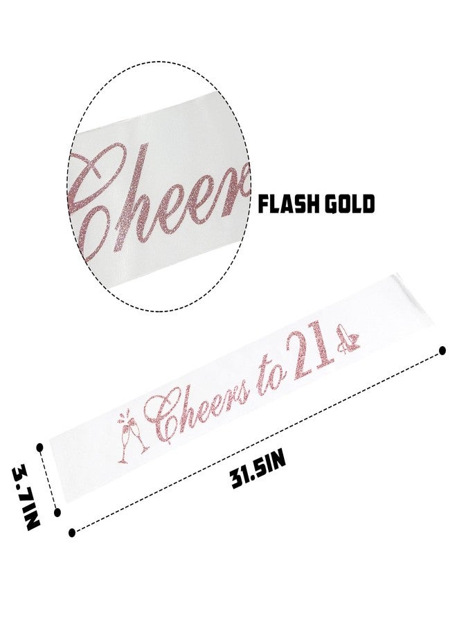 PYQWA Cheers to 21 Sash with Rose Gold Foil - White Soft Satin for Girls - 21st Birthday Sash Gifts - 21 Years Old 21st Birthday Party Favors Supplies - Image 2