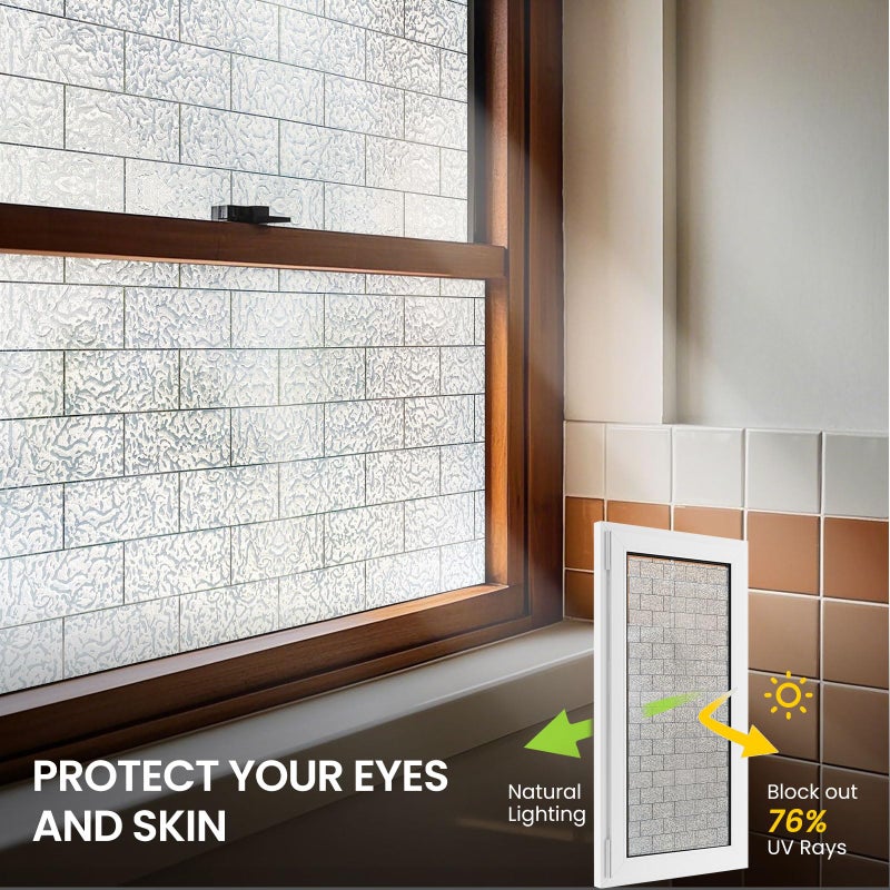 ADD.HERES Window Privacy Film, Frosted Glass Decorative Static Cling, Removable Sun Blocking Vinyl Covering,Window Film for Home Kitchen Living Room Bathroom, Moon Scar, 17.3" x 78.7" - Image 3
