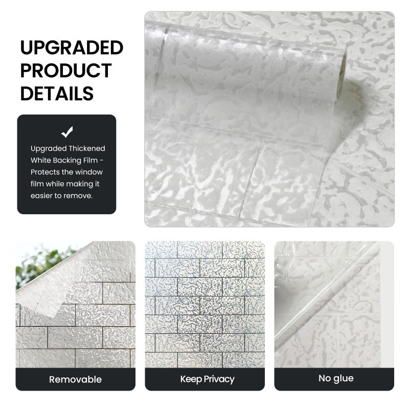 ADD.HERES Window Privacy Film, Frosted Glass Decorative Static Cling, Removable Sun Blocking Vinyl Covering,Window Film for Home Kitchen Living Room Bathroom, Moon Scar, 17.3" x 78.7" - Image 2