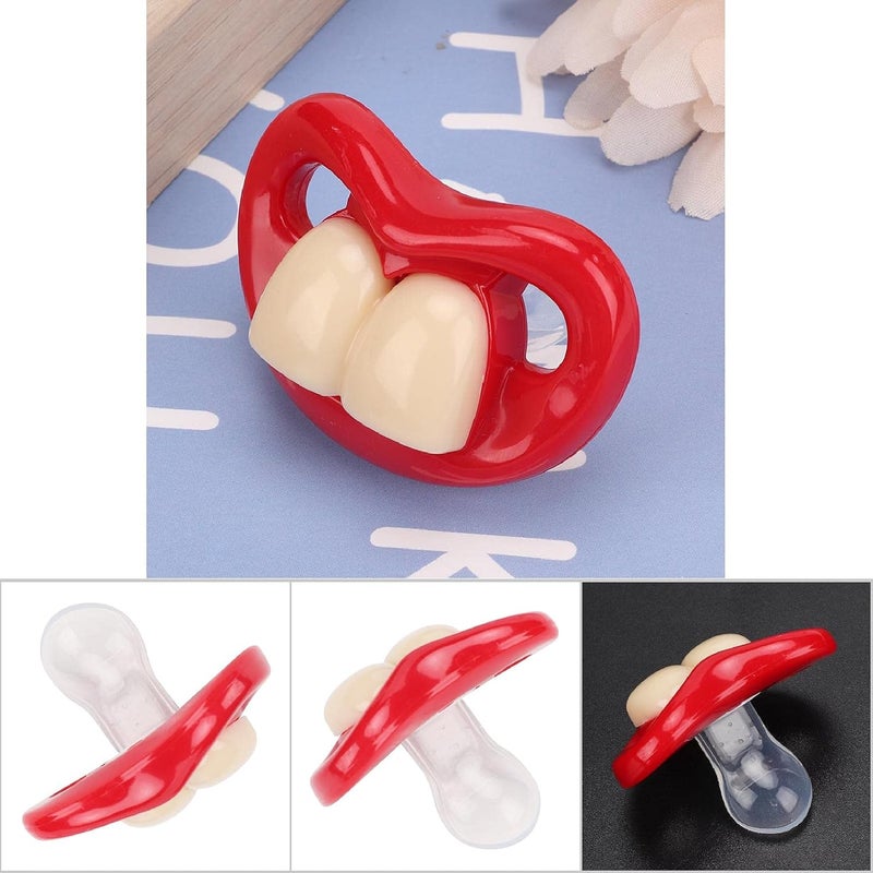 Hztyyier Funny Red Lip Silicone Baby Pacifier Soft Gel Soother with Teeth Design - Image 4