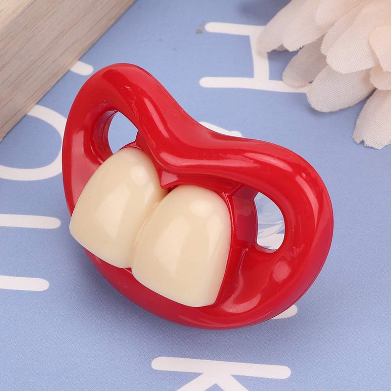 Hztyyier Funny Red Lip Silicone Baby Pacifier Soft Gel Soother with Teeth Design - Image 2