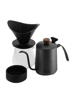 Coffee Maker Set Filter Cup Utensils Fine Spout Long Spout Filter Pot Home Hand Brew Cup,With Black Ceramic Filter Cup And Manual Coffee Pot, Fine Filter Cup, Glass Dripping Kettle Coffee Maker