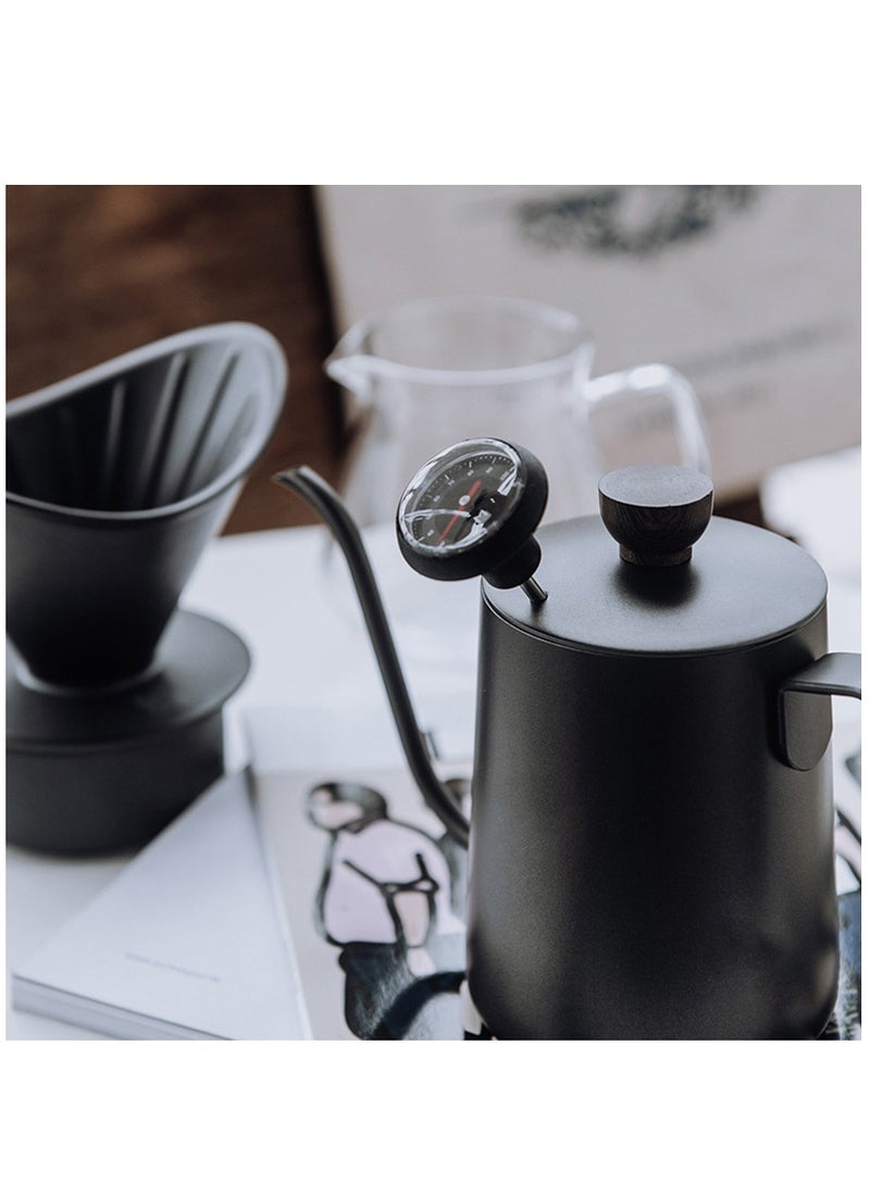Arabest - Coffee Maker Set Filter Cup Utensils Fine Spout Long Spout Filter Pot Home Hand Brew Cup,With Black Ceramic Filter Cup And Manual Coffee Pot, Fine Filter Cup, Glass Dripping Kettle Coffee Maker - Image 1