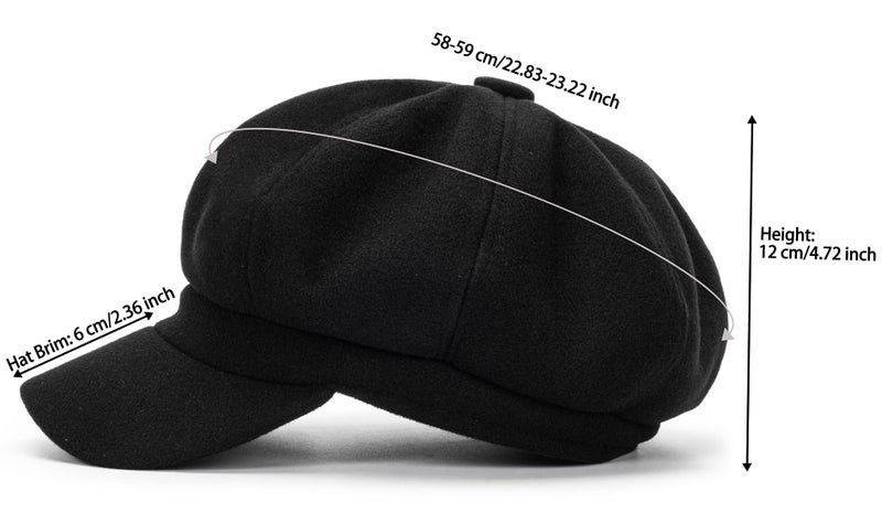 Vikodah Wool Felt Newsboy Caps Vintage 8 Panels for Women Men Beret Plaid Cabbie Bakerboy Hats Pageboy Captain Cap Hat S/M - Image 2