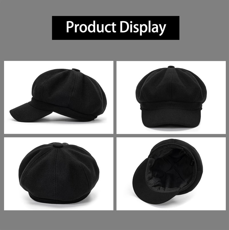 Vikodah Wool Felt Newsboy Caps Vintage 8 Panels for Women Men Beret Plaid Cabbie Bakerboy Hats Pageboy Captain Cap Hat S/M - Image 5