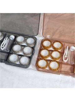 EHOME 6 Pair Brown Contact Lens Case With Contact Lens Tweezer And Suction Sticks For Hard Contact Lens Remover And Inserter Tool(Brown)  - Image 2