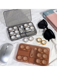 EHOME 6 Pair Brown Contact Lens Case With Contact Lens Tweezer And Suction Sticks For Hard Contact Lens Remover And Inserter Tool(Brown)  - Image 4
