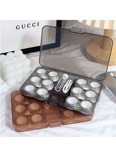 EHOME 6 Pair Brown Contact Lens Case With Contact Lens Tweezer And Suction Sticks For Hard Contact Lens Remover And Inserter Tool(Brown)  - Image 5