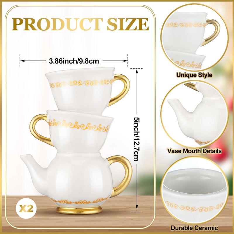 Tioncy Mini Teacup Bud Vase 5" Wonderland Tea Party Decorations Antique Vintage Kitchen Decor Whimsy Ceramic Vase Tea Party Favor for Wedding Gift Birthday Bridal Showers Home(2 Pcs) - Image 2