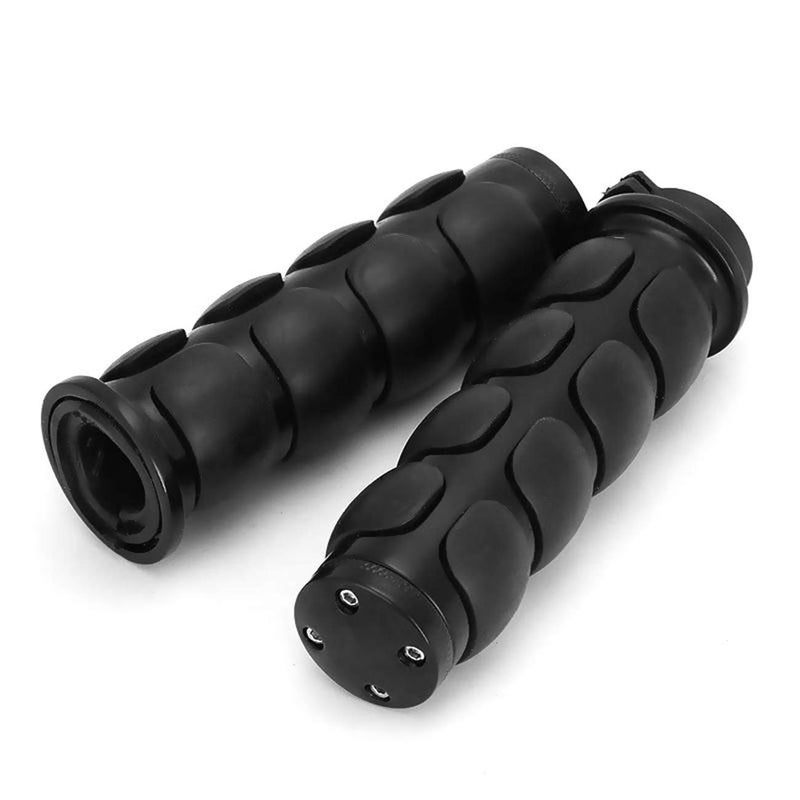 INNOGLOW Motorcycle Handlebar Grips Molded Rubber Black Hand Grips Fits for Cruisers Choppers Harley Davidson Suzuki Kawasaki Yamaha w 1 inch Throttle Grips Bar Ends