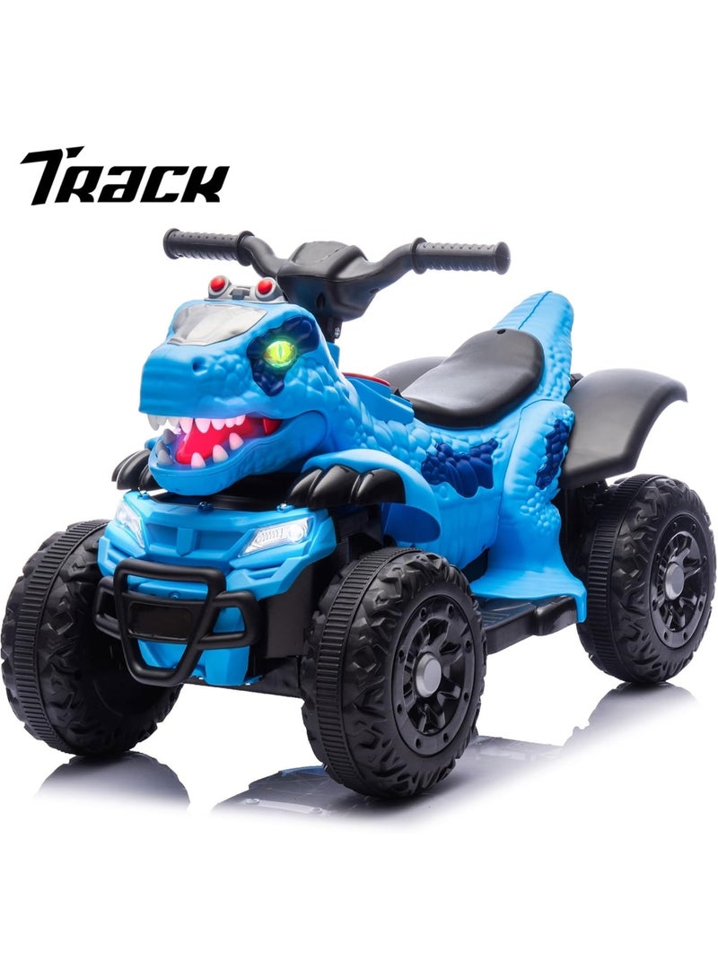 تراك سيفن ATV للأطفال 12 فولت، لعبة ركوب، تصميم ديناصور، رباعية العجلات 4، وظيفة التعليم المبكر بالموسيقى، عرض الطاقة، قيادة آمنة، ألعاب خارجية للأولاد والبنات (أزرق) - Image 3