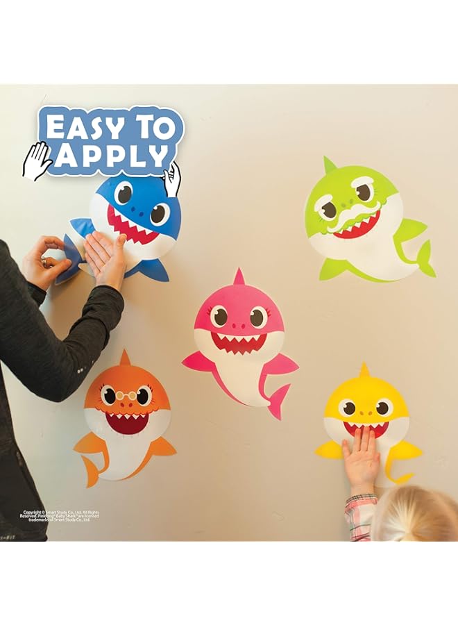 BPA Baby Shark Family Wall Decals - Baby Shark Wall Decals with 3D Augmented Reality Interaction - Baby Shark Room Decor - Measures 10" to 12" Made in USA