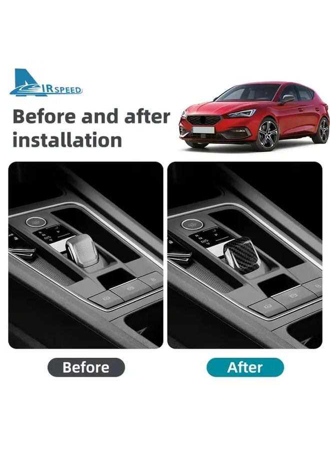 Black Carbon Fiber Gear Shift Knob Trim For Seat Leon Cupra Formentor 2020 2025 - Image 5