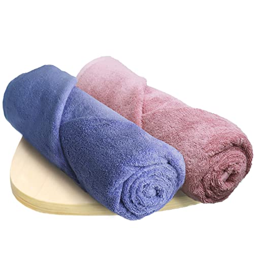 HEELIUM Bamboo Bath Towel | Ultra Absorbent | 3X Softer Than Cotton Towels | 140 x 70 cm - 600 GSM | Pack of 2 - Peach, Iris - Image 1