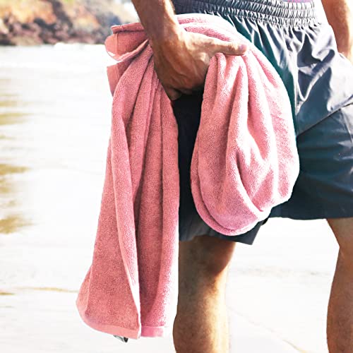 HEELIUM Bamboo Bath Towel | Ultra Absorbent | 3X Softer Than Cotton Towels | 140 x 70 cm - 600 GSM | Pack of 2 - Peach, Iris - Image 5