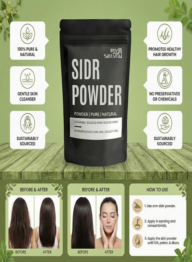 Sattvra Sidr Powder Sattvra(227) grams/Finely ground Sidr leaves Powder/For DIY Hair Mask,Skin Care & Herbal Projects - Image 3