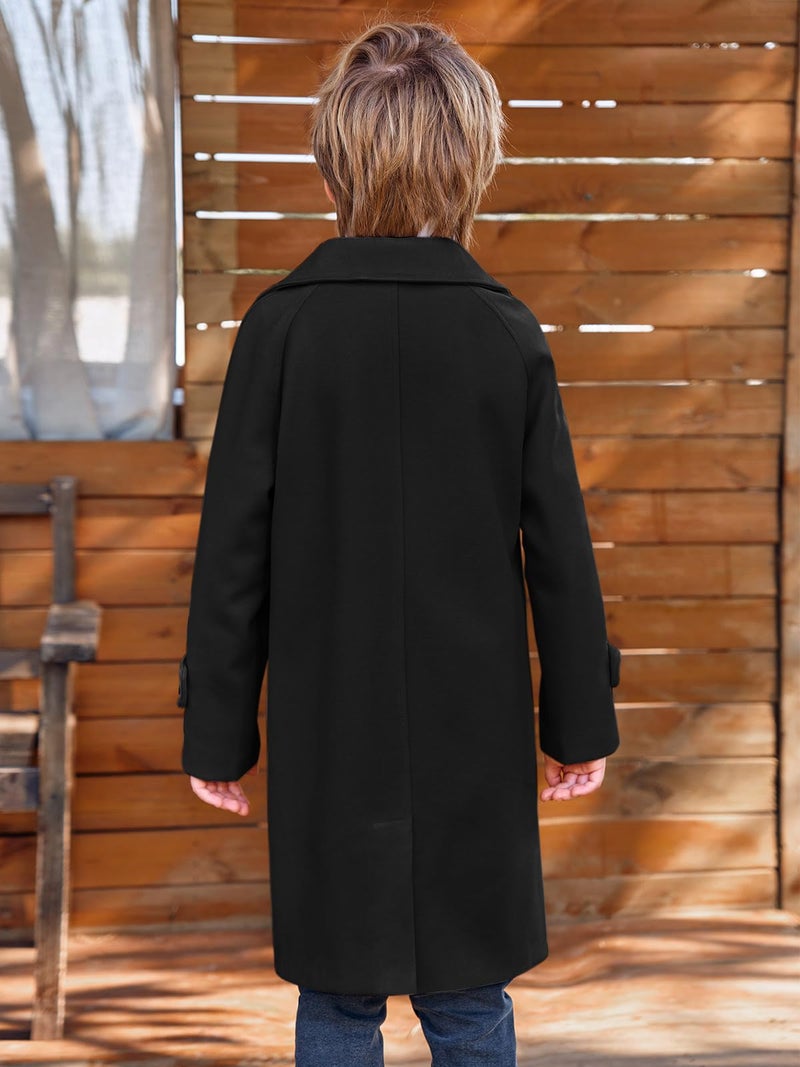 Meikulo Boys Double Breasted Pea Coat Kids Winter Notched Collar Overcoat 5-14 Years - Image 4