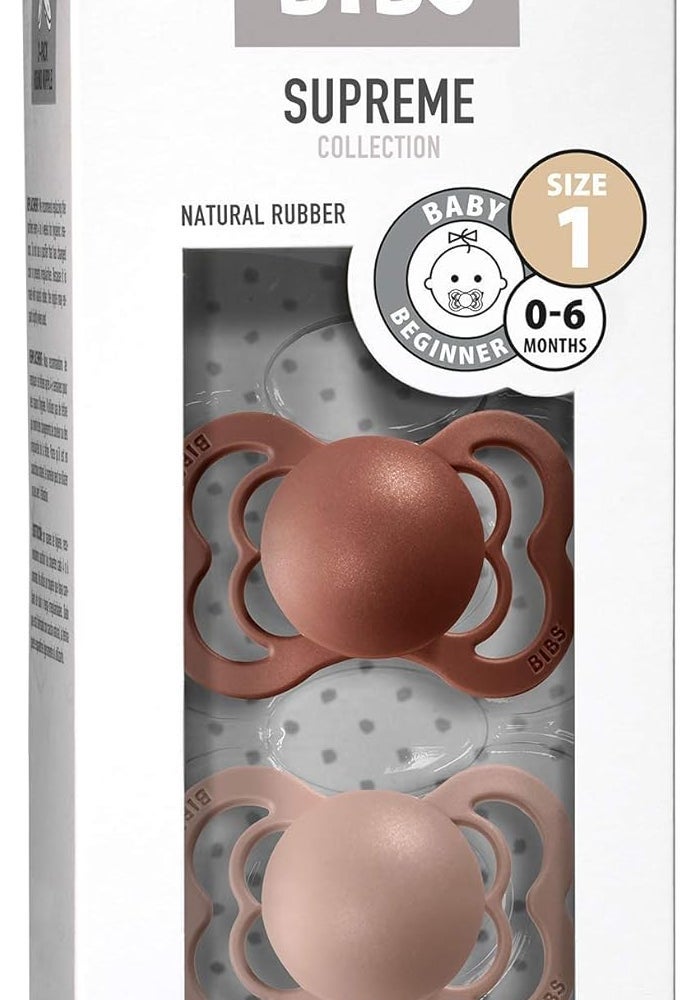 Bibs Pacifier Supreme Latex Size 1 - Baby (0-6M) 2pcs - Woodchuck/Blush - Image 3