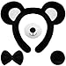 Harrycle Bear Cosplay Set Bear Ears Headband Bowtie Nose Tail for Carnival Costume SuppliesBlack White - Image 3