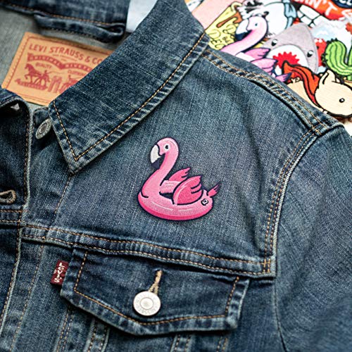 Winks For Days Pink Flamingo Floatie Embroidered Iron-On Patch - Image 2