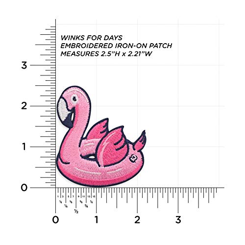 Winks For Days Pink Flamingo Floatie Embroidered Iron-On Patch - Image 3
