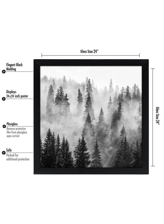 Americanflat Americanflat 24x24 Picture Frame with Polished Plexiglass - Epic Collection - Square Picture Frame with Engineered Wood - Wide Photo Frames for Wall display - Black  - Image 1