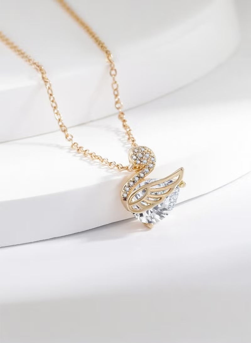 كيڤ كيڤ قلادة أنيقة مصنوعة من الفولاذ التيتانيوم المطلي بالذهب عيار 18 قيراط مع كريستالات، قلادة للنساء، هدية لعيد الحب أو عيد الميلاد، مناسبة للنساء والفتيات. - Image 4