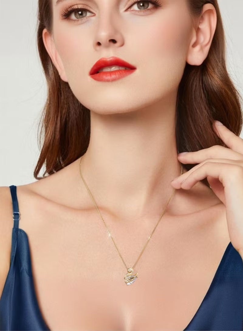 كيڤ كيڤ قلادة أنيقة مصنوعة من الفولاذ التيتانيوم المطلي بالذهب عيار 18 قيراط مع كريستالات، قلادة للنساء، هدية لعيد الحب أو عيد الميلاد، مناسبة للنساء والفتيات. - Image 2