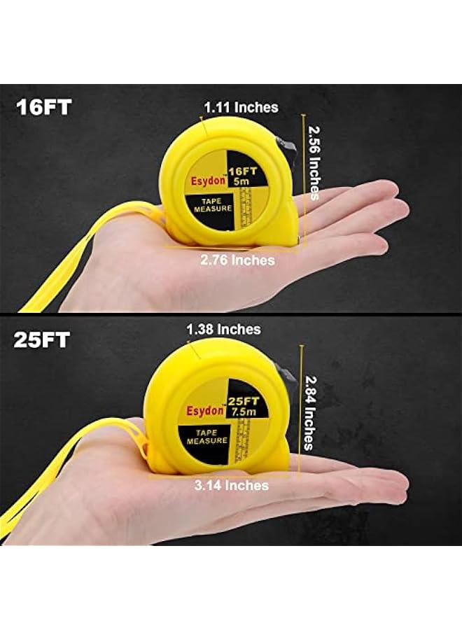 Arabest 2 Packs Tape Measure 25 ft /16 ft,  Measuring Tape Extendable, Self-Locking Tape Measurer, Easy Read Imperial/Metric Scale Measurement Tape for Designer, Decorator, & Handicraftsman  - Image 5