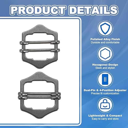 FFZDENA 12 Pieces Buckles, Slider Strap Adjuster for Bag Making, Belt Buckle for Men and Women, Waist Tightener Clip, Adjustable Rectangular Buckle (Grey+Bronze) - Image 3