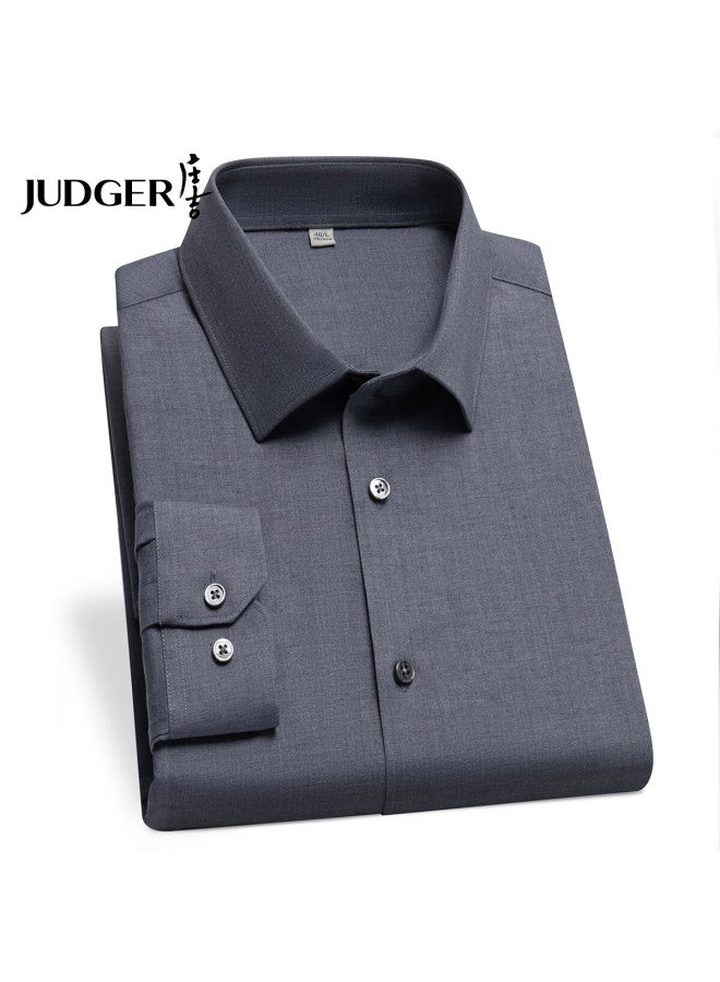 Judger Men's Long-sleeve Shirt, Spring And Autumn High-end Feel, Lightweight Breathable Skin-friendly Soft Crisp Smooth Dress Shirt - Image 5