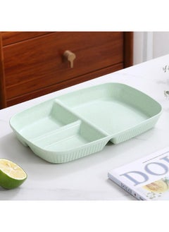 Generic Wheat Straw Three-compartment Fat-reducing Dinner Plate Adult Breakfast Plate One-person Children's Tableware Household Quantitative Plate 