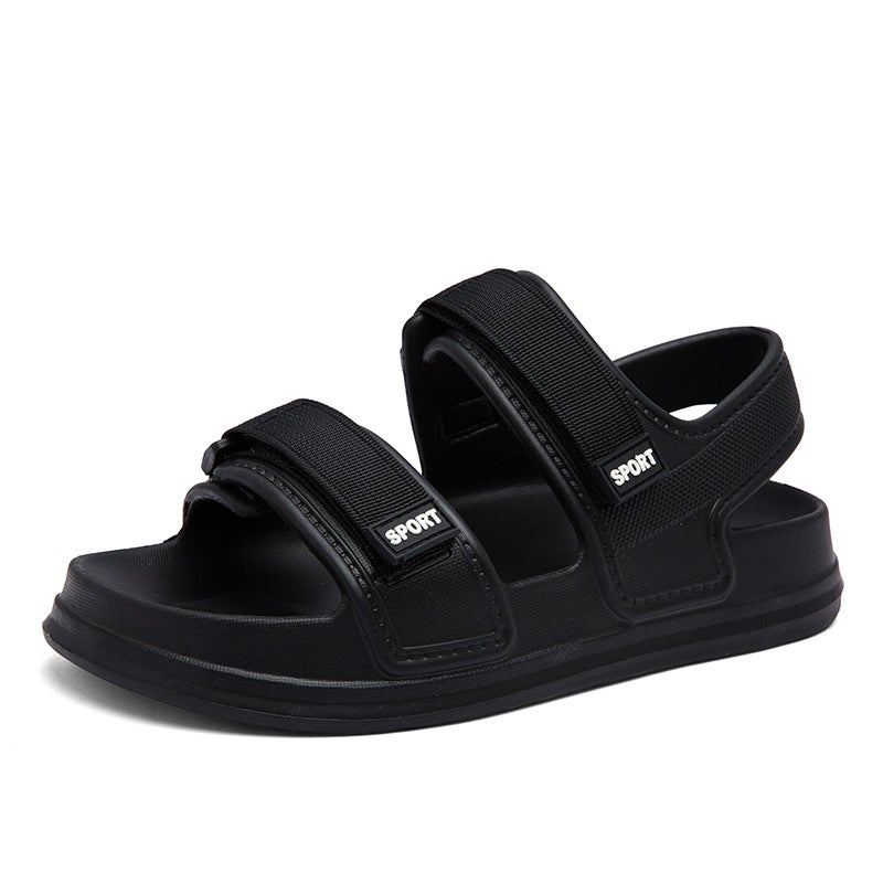 Solid Color Non-slip Sandals Mens Summer New Mens Sandals Outer Wear Thick Bottom Trendy Beach Slippers Cross-border Wholesale Black 