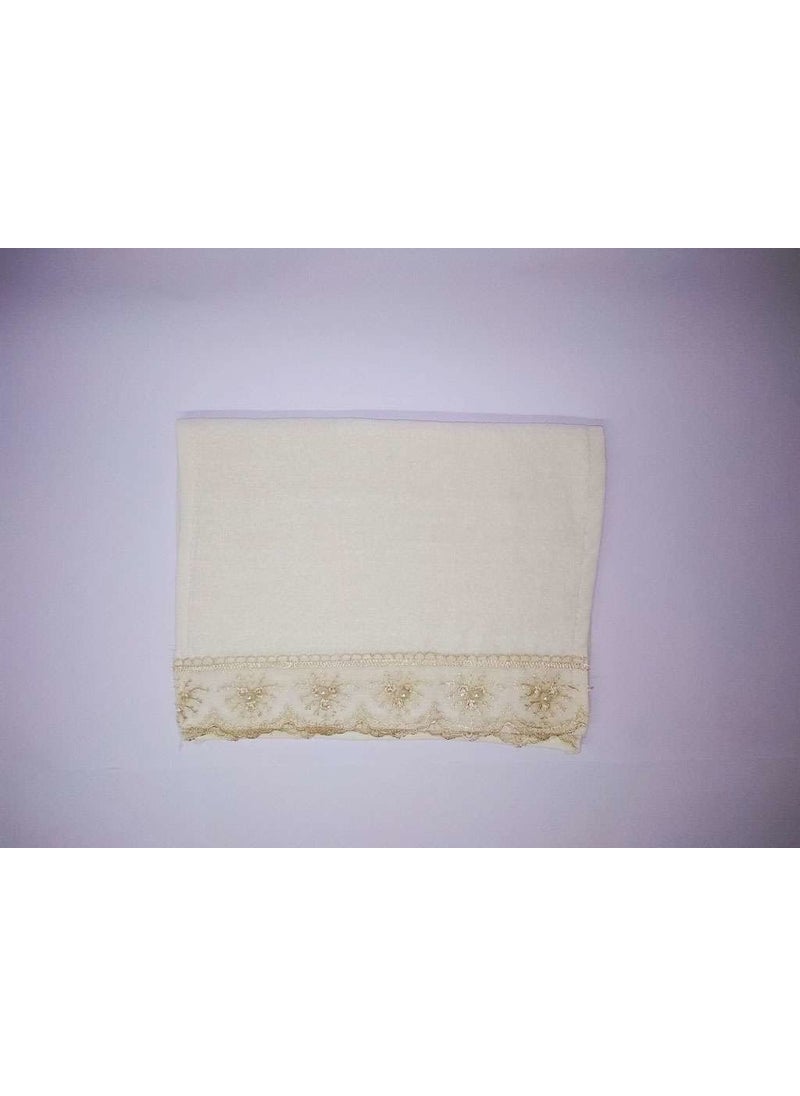 Bursa Hatırası - Bursa Memory Guipure Scalloped Velvet Mevlüt Towel 12 Pack Cappuccino 30 x 50 cm - Image 1