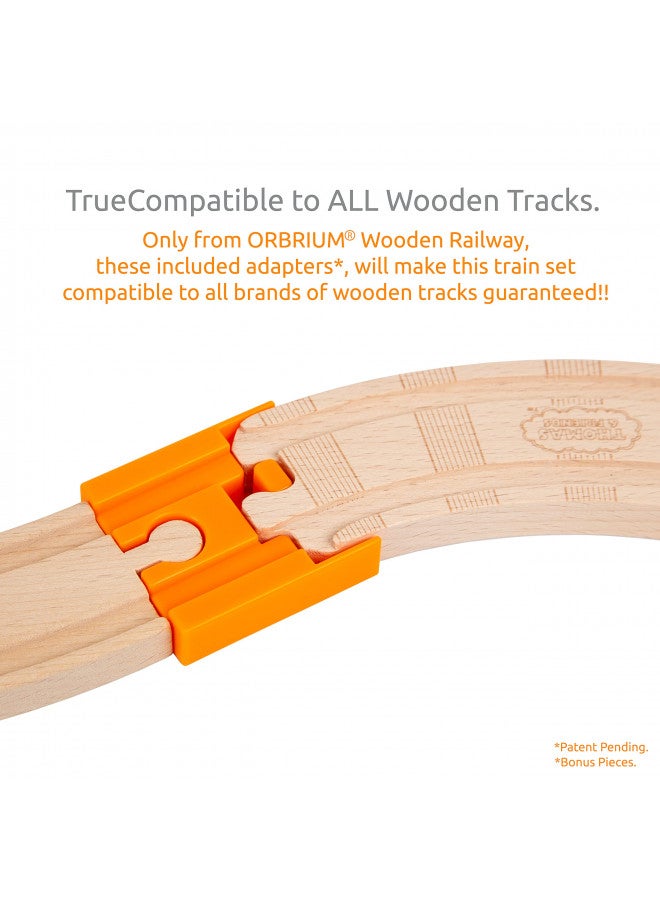 Orbrium Toys 100 Piece Triple Loop Wooden Train Set Track Generic Fits Thomas Brio - Image 3