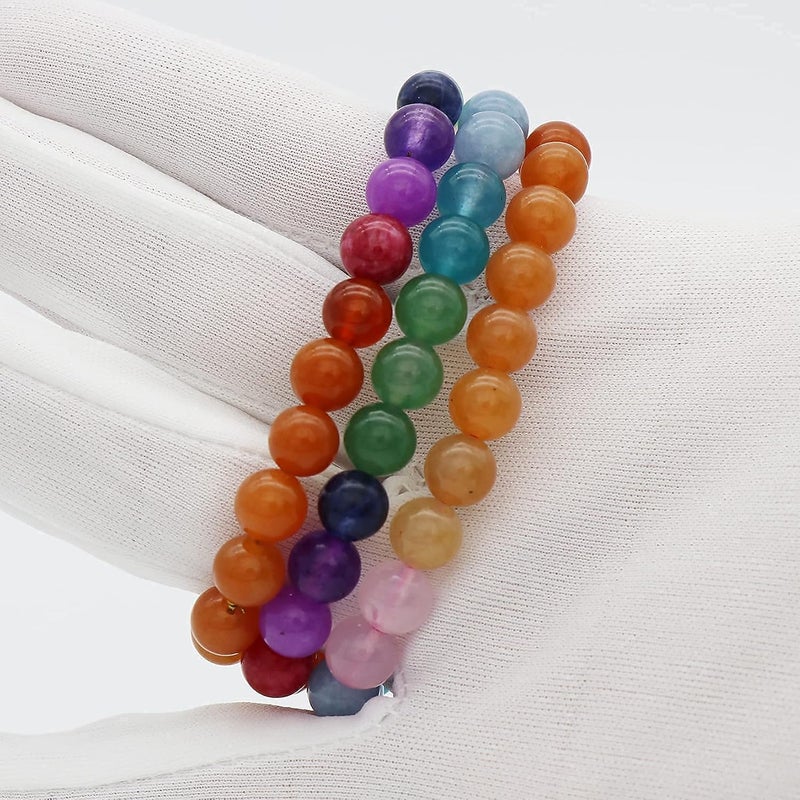 Zikra Natural Gemstone Bracelet 7.5 In Stretch Gemstones 8mm (0.31") Round, Beads Healing Crystals Quartz, Chakra Bracelet, Y2K, Bracelets for Women Men Girls Gifts (Unisex) - Image 3