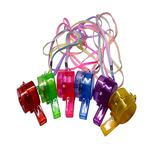 M.best 12 Pack LED Light Up Glow Whistles with Lanyard Necklace Glow in The Dark Fun Party Favors for Kids and Adults - Image 5