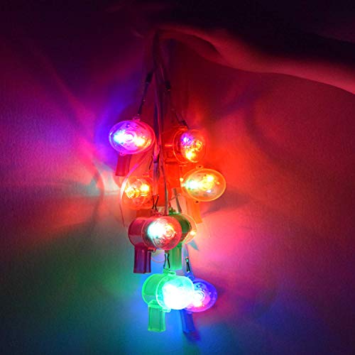 M.best 12 Pack LED Light Up Glow Whistles with Lanyard Necklace Glow in The Dark Fun Party Favors for Kids and Adults - Image 3