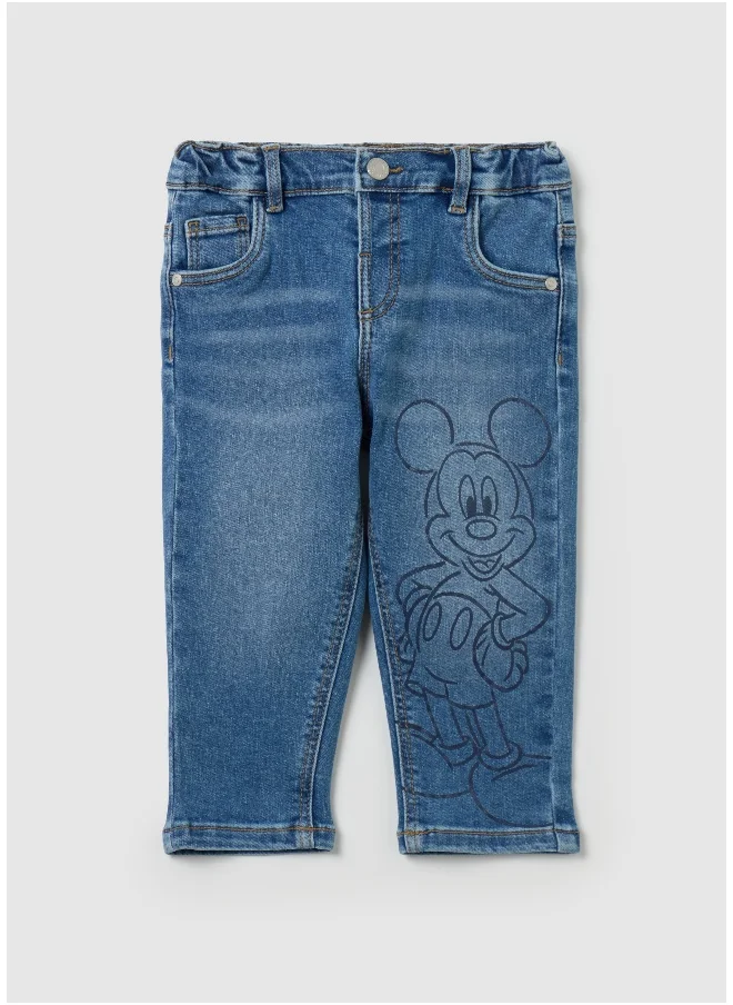 او في اس Five-pocket jeans with Mickey Mouse print