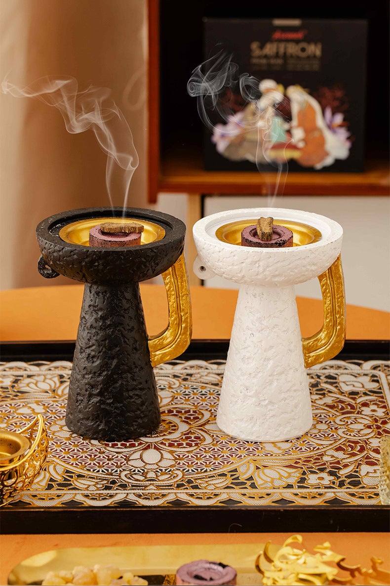 مبخرة فاخرة طويلة بمقبض واحد، مبخرة بخور بمقبض ذهبي لرمضان والديكور المنزلي - Image 3