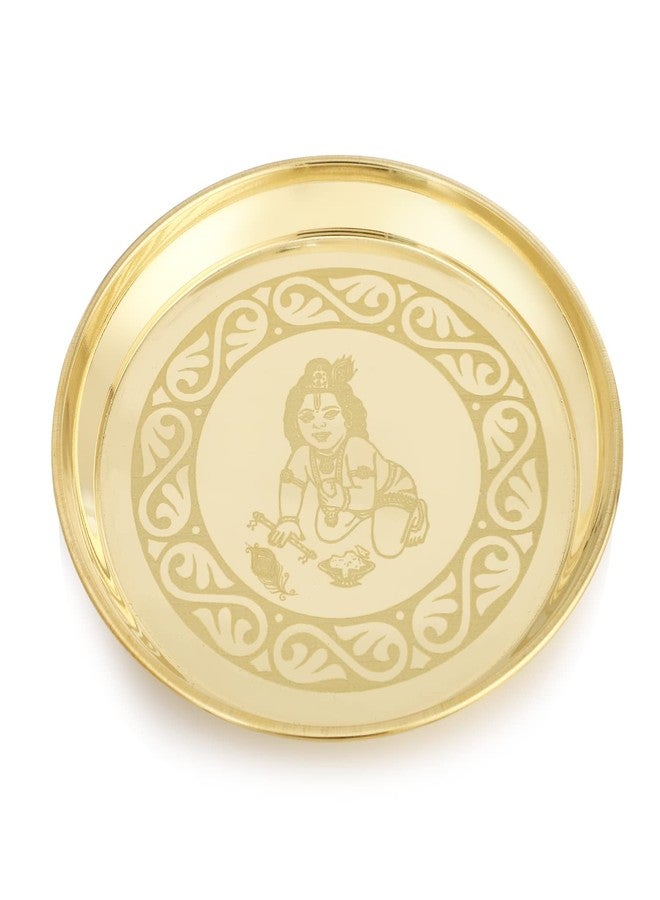 NOBILITY Brass Laddu Gopal Bhog Thali Small 7 Inch for Krishna Janmashtami Pooja Thali Set Festival Puja Decoration Kanha Bhog Thali for Home Office Mandir Return Gift Items - Image 4