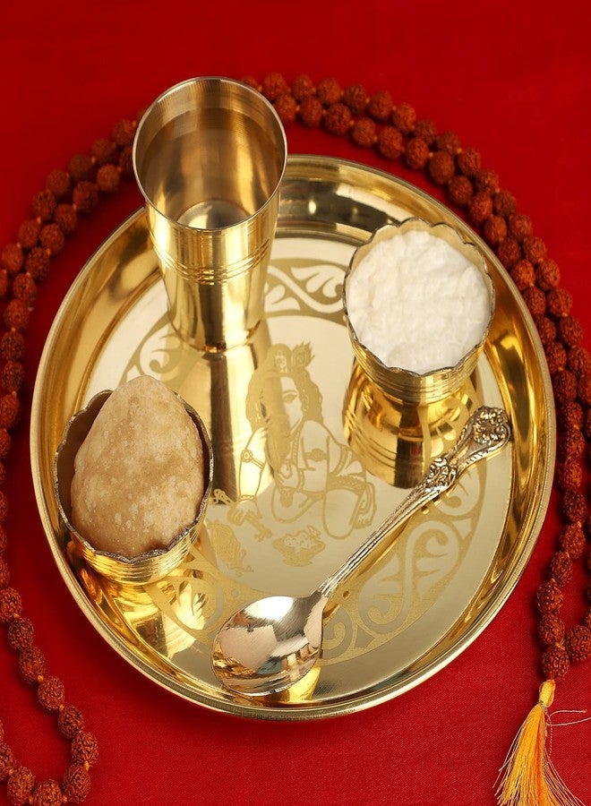 NOBILITY Brass Laddu Gopal Bhog Thali Small 7 Inch for Krishna Janmashtami Pooja Thali Set Festival Puja Decoration Kanha Bhog Thali for Home Office Mandir Return Gift Items - Image 5