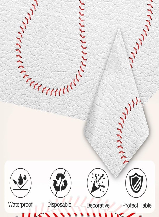 QIHOMPIB 2 PCS Baseball Tablecloths(54x108 Inch) Baseball Party Table Cover Rectangular Baseball Pattern Table Cloth for Kids Sports Baseball Birthday Party Supplies Decorations Football Team Favors Decor - Image 3